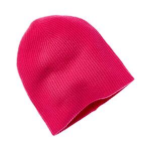 Amicale Cashmere 2 Color Reversible Rib Cashmere Hat, Pink